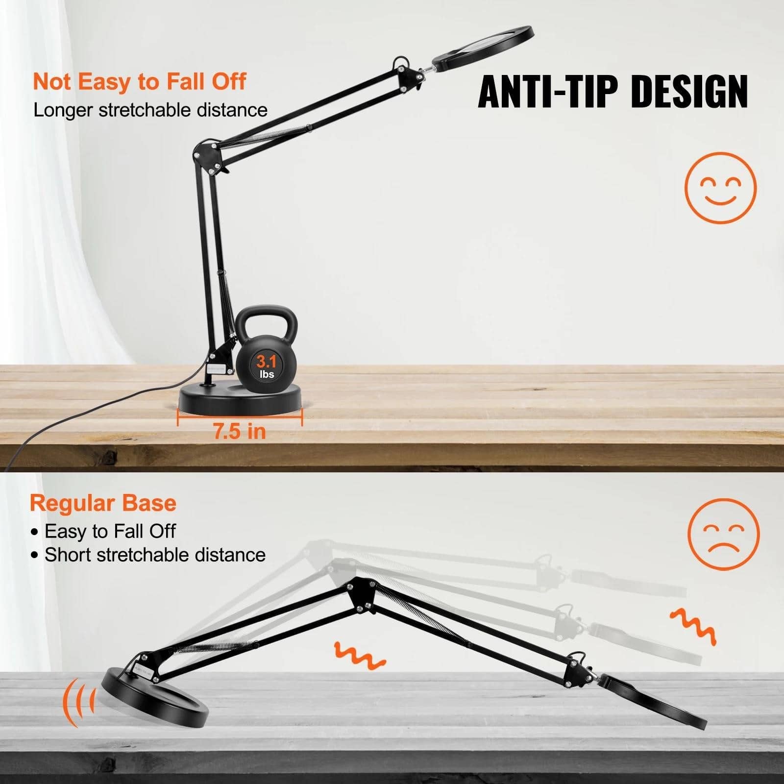 VEVOR povećalo sa svjetlom 5X lampa s povećalom 4,3